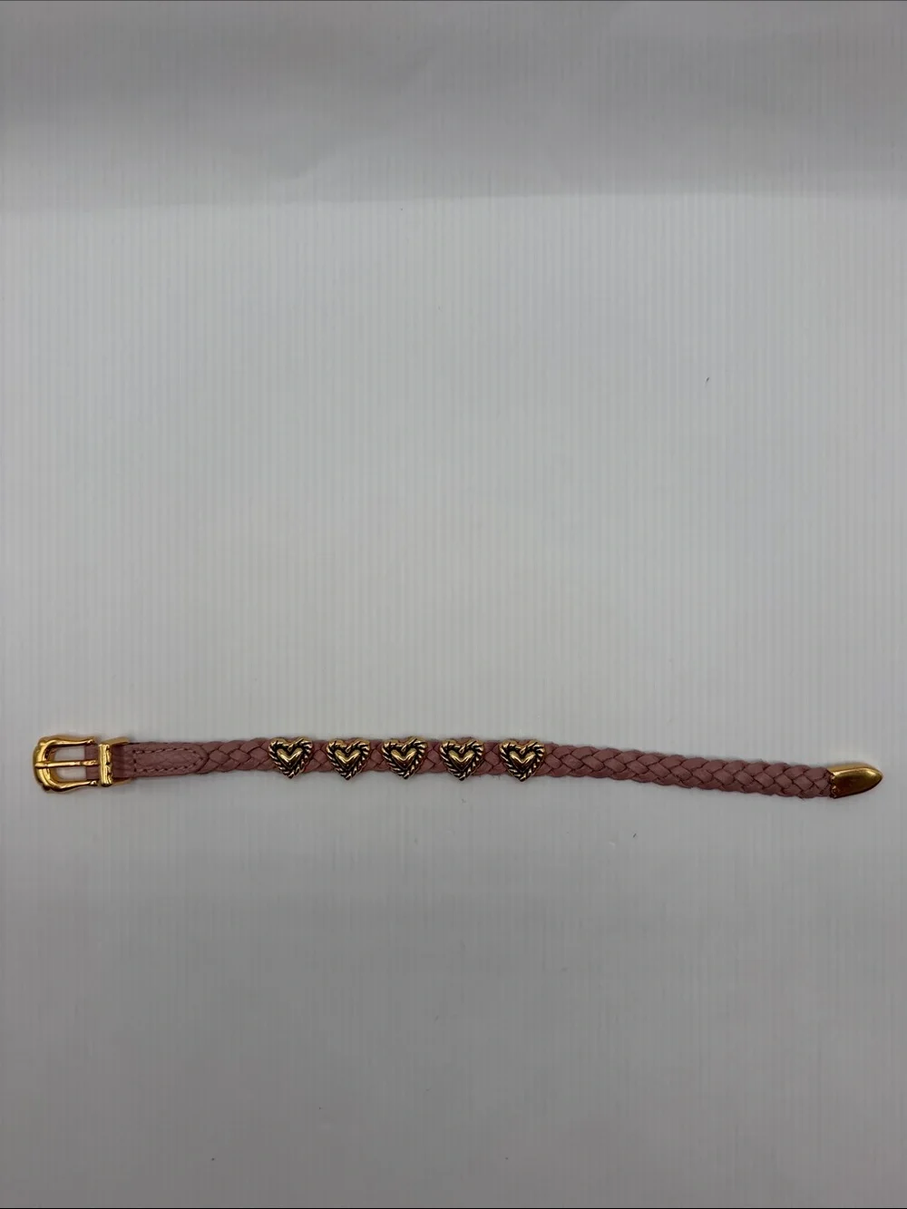 Brighton Bandit Blush Pink Braided Bracelet with Gold Heart Charms